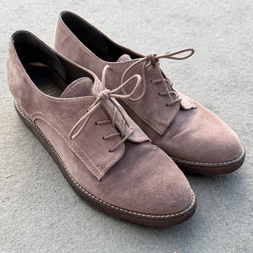 Stuart Weitzman Womens Brown Suede Oxfords
